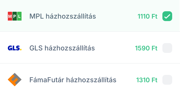 Szállítási mód választó